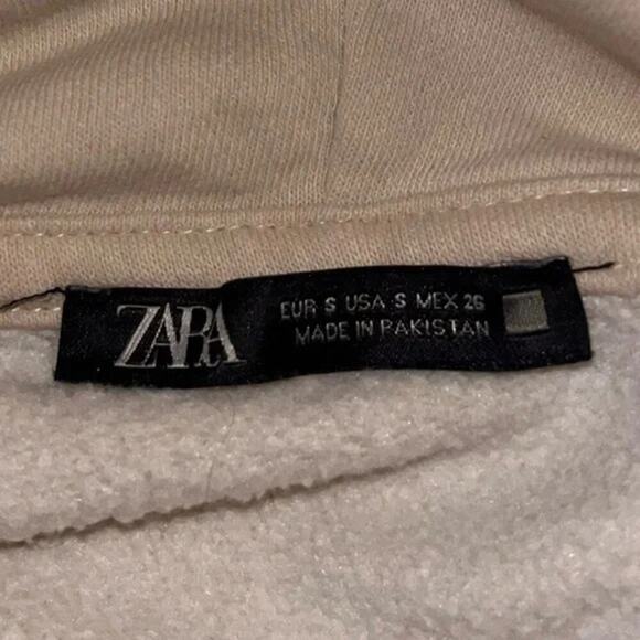 Zara Cropped Cream/Tan Hoodie - Soft & High Quality - Picture 4 of 4